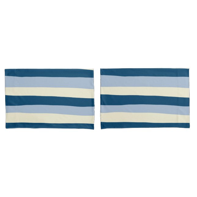 Uneven Stripes - Dark Blue, Light Blue and Cream Pillowcase (Front-Set)