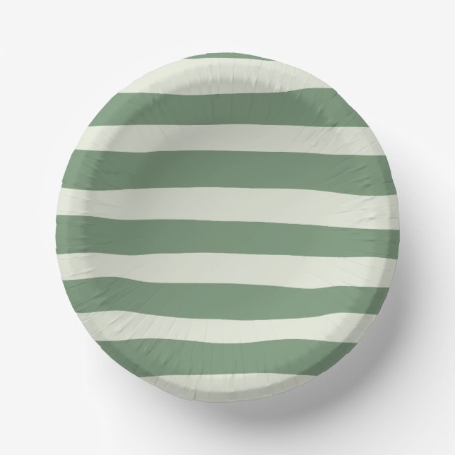 Uneven Stripes - Green Paper Plate (Front)