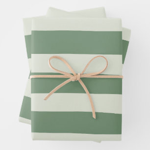 Uneven Stripes - Green Wrapping Paper Sheet
