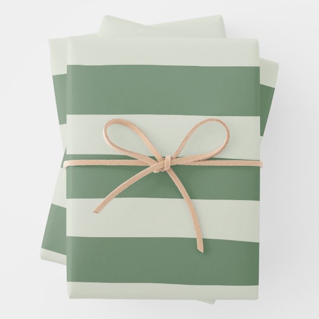 Uneven Stripes - Green Wrapping Paper Sheet (In situ)