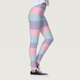 Uneven Stripes in Blue, Pink, and Lilac Leggings