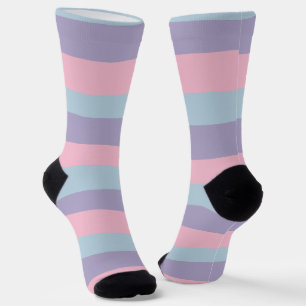 Uneven Stripes in Blue, Pink, and Lilac Socks