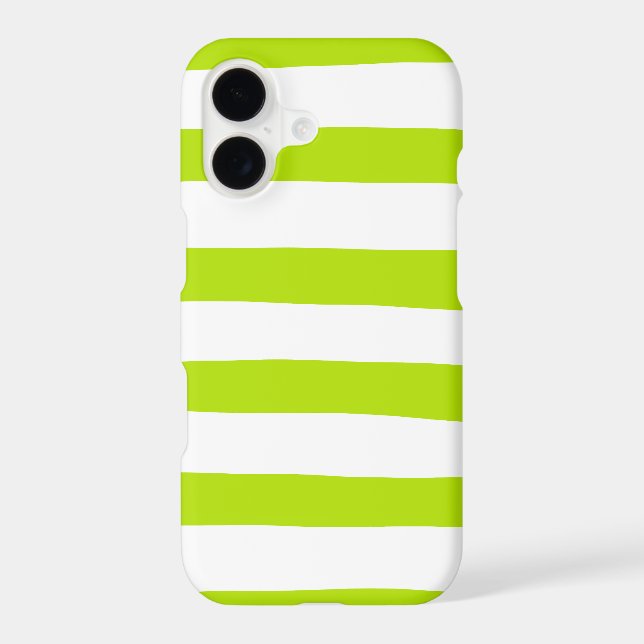 Uneven Stripes in Lime Green and White iPhone Case (Back)