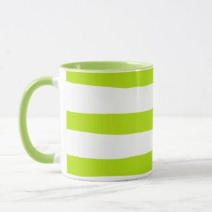 Uneven Stripes in Lime Green and White Mug