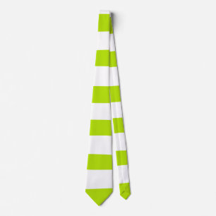 Uneven Stripes in Lime Green and White Tie