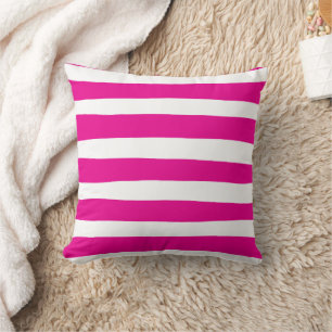 Uneven Stripes in Magenta and White  Cushion