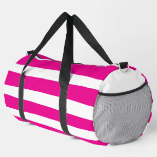 Uneven Stripes in Magenta and White Duffle Bag