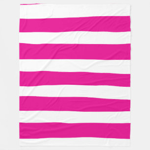 Uneven Stripes in Magenta and White Fleece Blanket