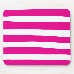 Uneven Stripes in Magenta and White  Mouse Mat
