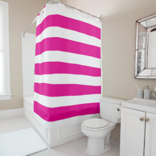Uneven Stripes in Magenta and White Shower Curtain