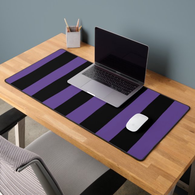 Uneven Stripes in Purple and Black Desk Mat (Office 2)