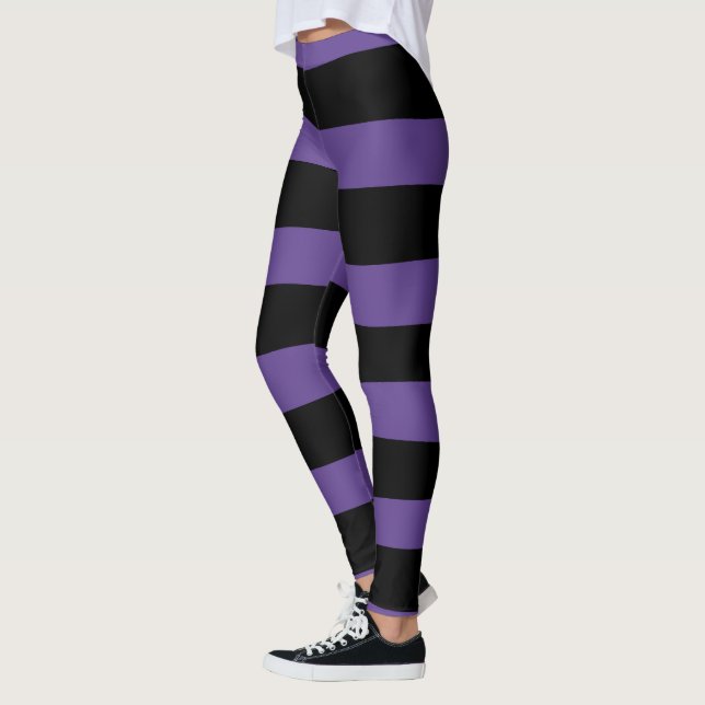 Uneven Stripes in Purple and Black Leggings (Left)