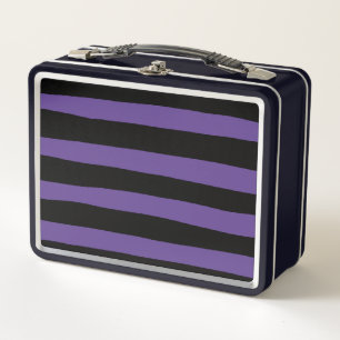 Uneven Stripes in Purple and Black Metal Lunch Box