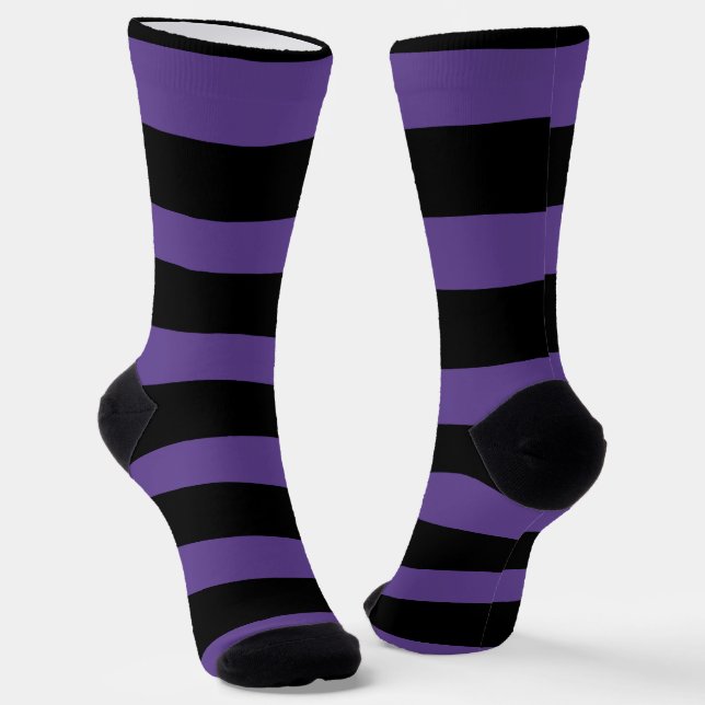 Uneven Stripes in Purple and Black Socks (Angled)