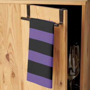 Uneven Stripes in Purple and Black Tea Towel