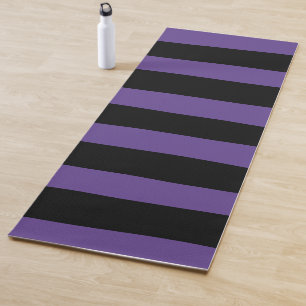 Uneven Stripes in Purple and Black Yoga Mat