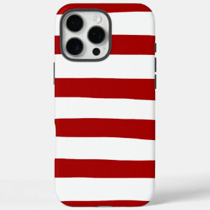 Uneven Stripes in Red and White iPhone 16 Pro Max Case