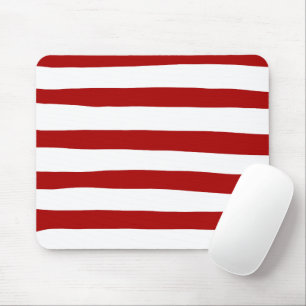 Uneven Stripes in Red and White Mouse Mat