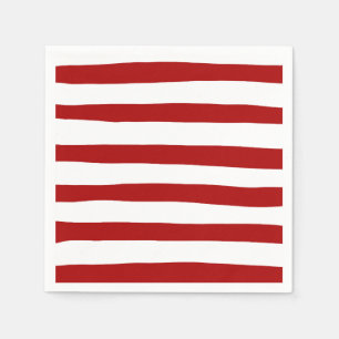 Uneven Stripes in Red and White Napkin