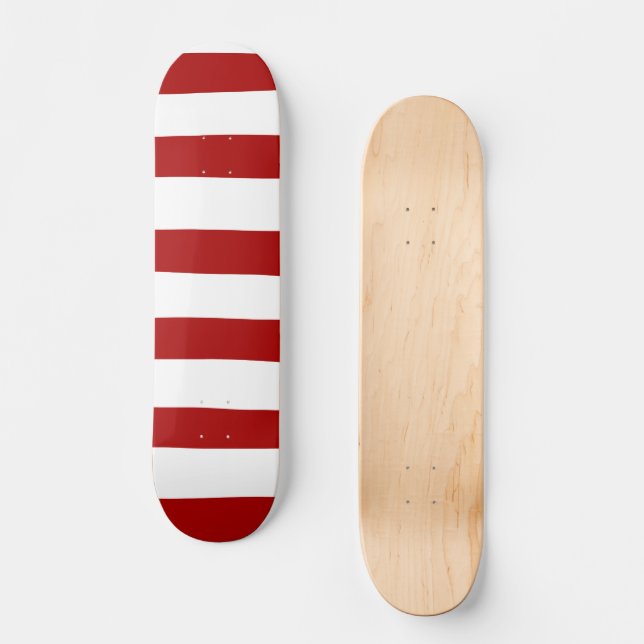 Uneven Stripes in Red and White Skateboard (Front)