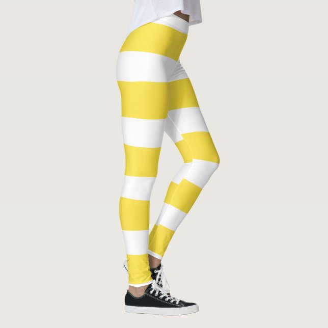Uneven Stripes - Lemon Yellow and White Leggings (Right)