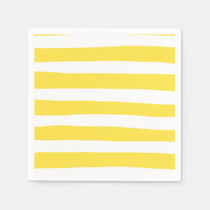 Uneven Stripes - Lemon Yellow and White Napkin