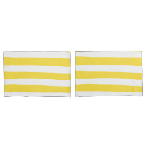 Uneven Stripes - Lemon Yellow and White Pillowcase