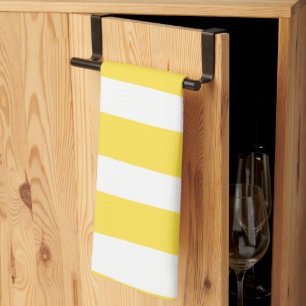 Uneven Stripes - Lemon Yellow and White Tea Towel