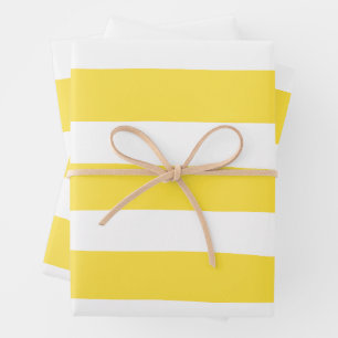 Uneven Stripes - Lemon Yellow and White Wrapping Paper Sheet