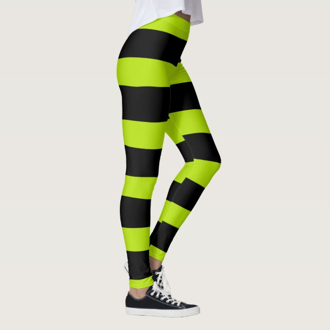 Uneven Stripes - Lime Green and Black Leggings (Right)