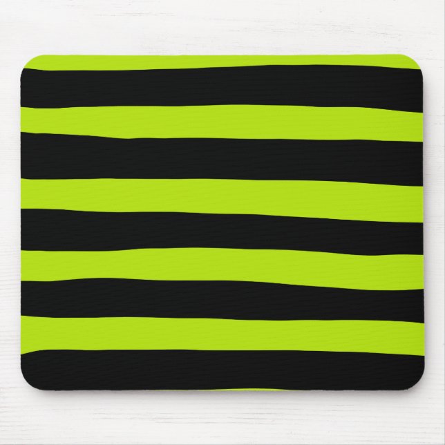 Uneven Stripes - Lime Green and Black Mouse Mat (Front)