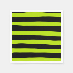Uneven Stripes - Lime Green and Black Napkin