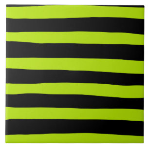 Uneven Stripes - Lime Green and Black Tile