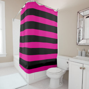 Uneven Stripes - Magenta and Black Shower Curtain