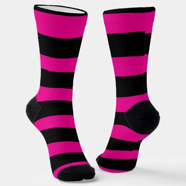 Uneven Stripes - Magenta and Black Socks (Angled)