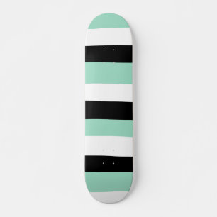Uneven Stripes - Mint Green, White and Black Skateboard