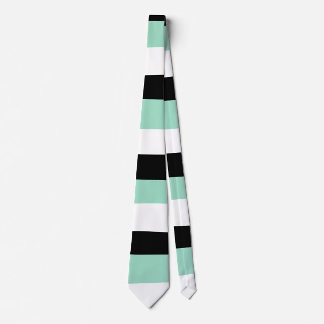 Uneven Stripes - Mint Green, White and Black Tie (Front)
