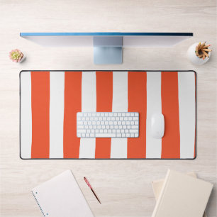 Uneven Stripes - Orange and White Desk Mat