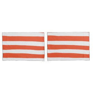 Uneven Stripes - Orange and White Pillowcase
