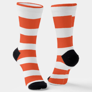 Uneven Stripes - Orange and White Socks