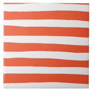 Uneven Stripes - Orange and White Tile