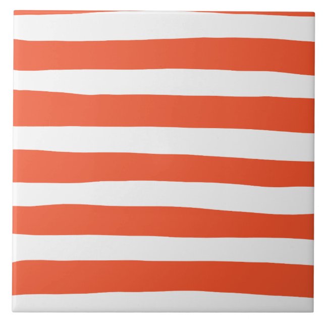Uneven Stripes - Orange and White Tile (Front)