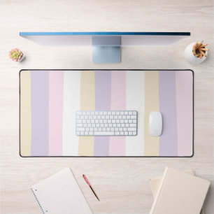 Uneven Stripes - Pastel Pink, Yellow and Purple Desk Mat