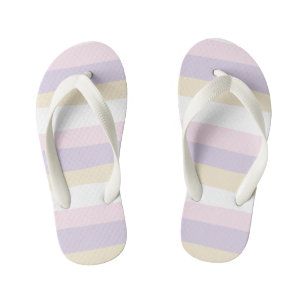 Uneven Stripes - Pastel Pink, Yellow and Purple Kid's Flip Flops