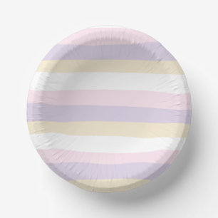 Uneven Stripes - Pastel Pink, Yellow and Purple Paper Plate