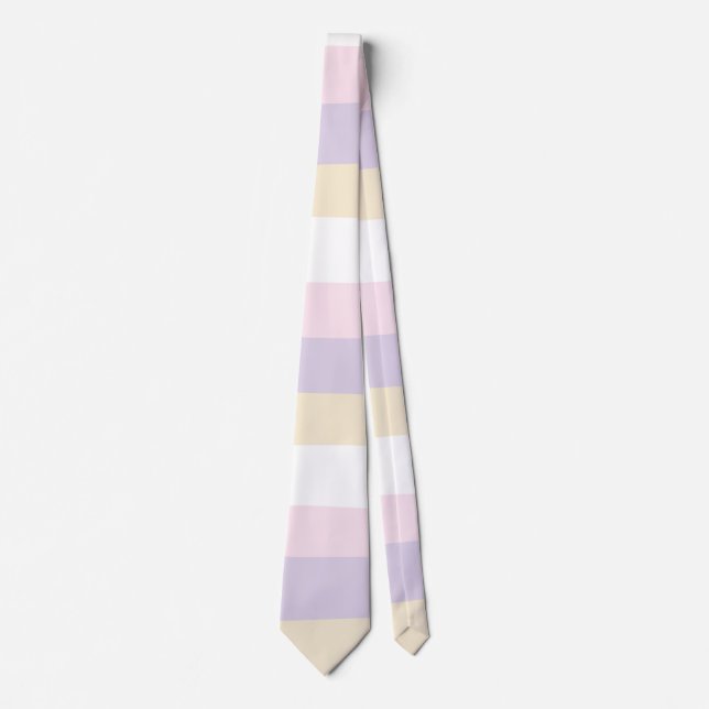 Uneven Stripes - Pastel Pink, Yellow and Purple Tie (Front)