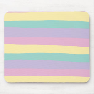 Uneven Stripes-Pastel Pink, Yellow, Purple & Green Mouse Mat