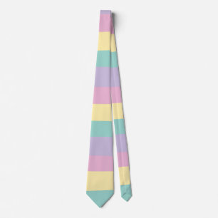 Uneven Stripes-Pastel Pink, Yellow, Purple & Green Tie