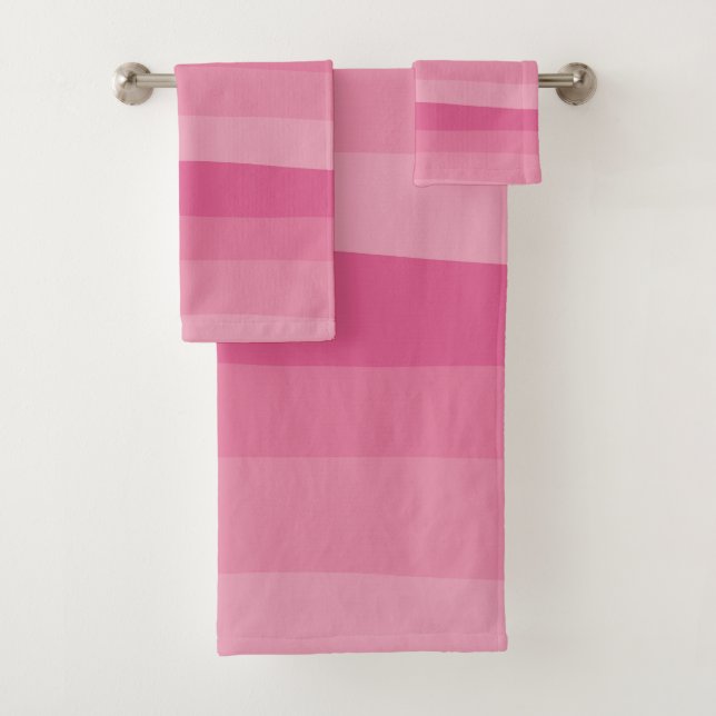 Uneven Stripes - Pink Bath Towel Set (Insitu)