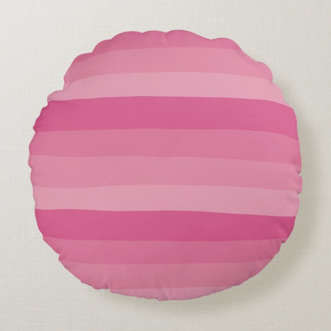 Uneven Stripes - Pink Round Cushion (Front)